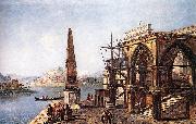 MARIESCHI, Michele Imaginative View with Obelisk  s oil painting